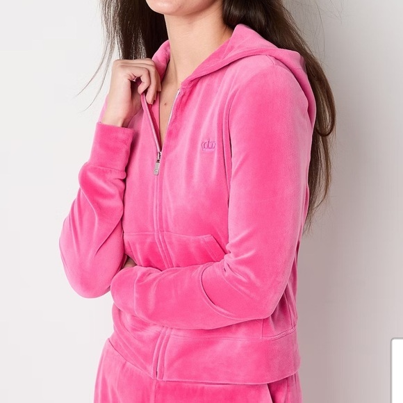 Juicy Couture Tops - Juicy Couture Pink Velour Track Jacket - Excellent Condition - Size Large